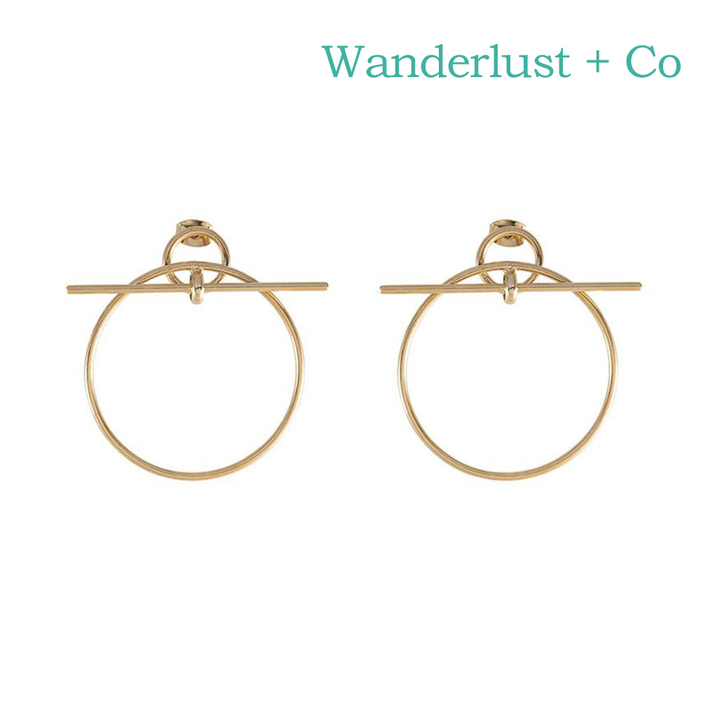 Wanderlust+Co 幾何圓形金屬耳環