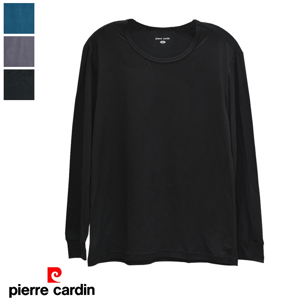 【pierre cardin 皮爾卡登】細暖絨輕著感圓領長袖-黑