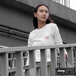 JEEP女裝 口袋漸層LOGO長袖T恤-白色