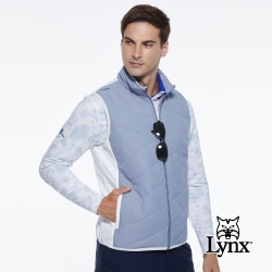 【Lynx Golf】男款防潑水防風保暖科技羽絨異材質剪裁無袖背心-牙白色