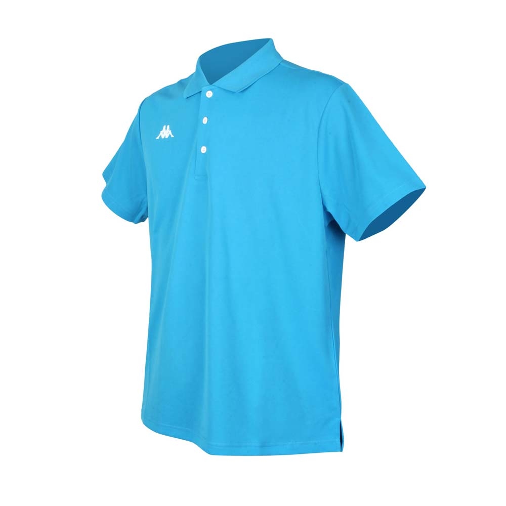 KAPPA 男K4T短袖POLO衫-台灣製 運動 慢跑 高爾夫 吸濕排汗 上衣 321762W-474 亮藍白