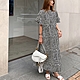 MOCO韓版寬鬆顯瘦荷葉袖個性幾何印花連身裙長版過膝洋裝XL~4XL product thumbnail 8