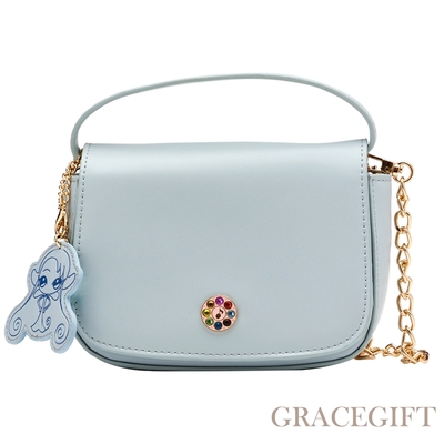 【Grace Gift】小魔女DoReMi聯名-精靈咪咪吊飾馬鞍包 淺藍