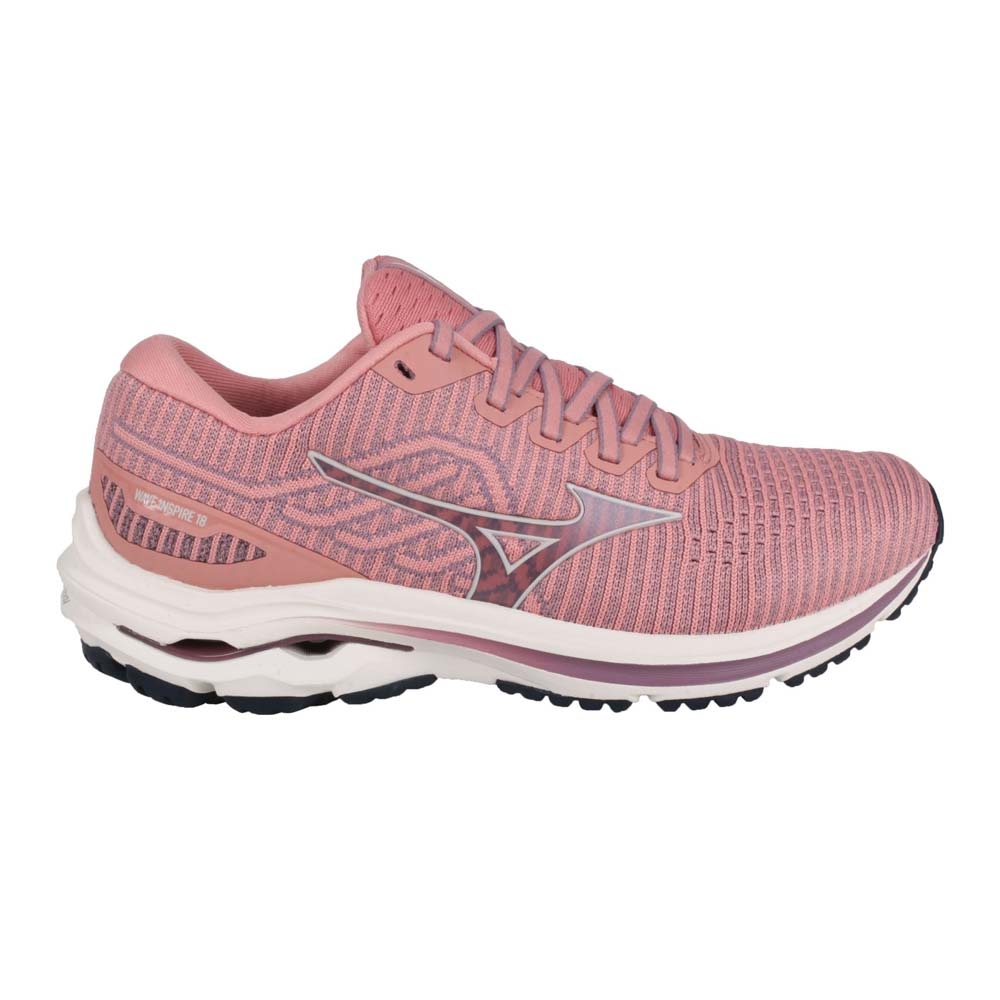 MIZUNO WAVE INSPIRE 18 WAVEKNIT女慢跑鞋-4E J1GD222914 珊瑚粉紫