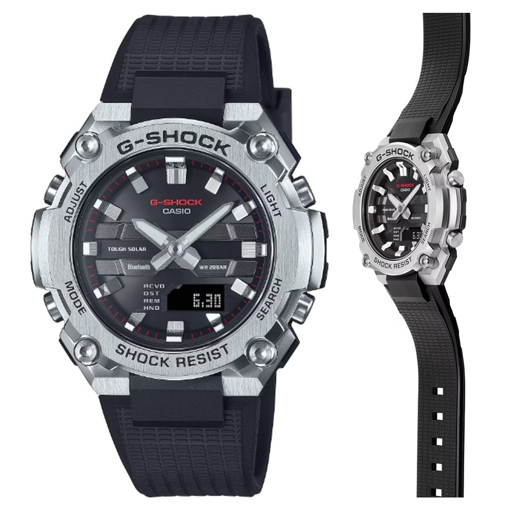 CASIO 卡西歐G-SHOCK G-STEEL 纖薄太陽能智慧藍芽雙顯錶-黑GST-B600-1A