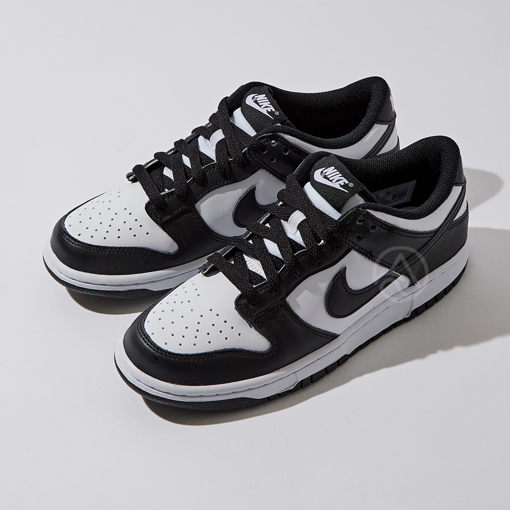 Nike Dunk Low GS 女鞋童鞋白黑色熊貓經典簡約皮革運動滑板休閒鞋