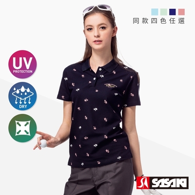SASAKI 抗紫外線吸排功能高爾夫球短衫-女-四色任選