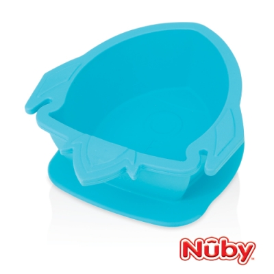 Nuby 矽膠餐碗_火箭-藍