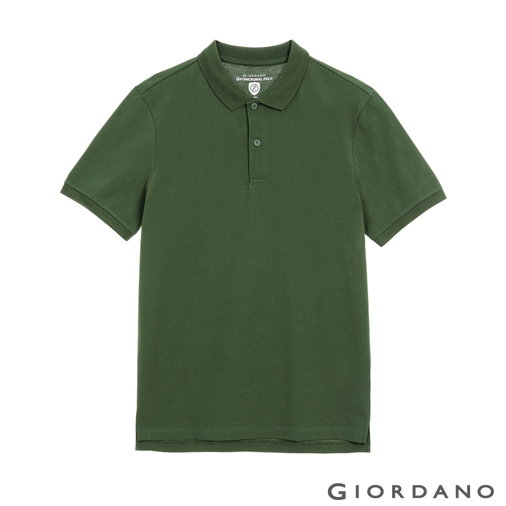 GIORDANO 男裝經典素色抗菌POLO衫 - 08 百里香綠