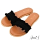 Ann’S只是小波浪-花邊寬版平底涼拖鞋-黑 product thumbnail 1