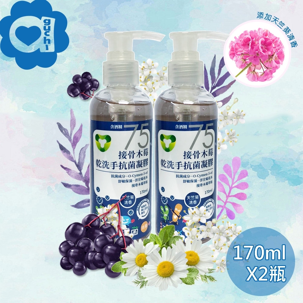 菌寶貝接骨木莓乾洗手酒精凝膠 340ml(170mlX2瓶)