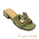 Pineapple Outfitter-RAAM-真皮H字低跟拖鞋-綠色 product thumbnail 1