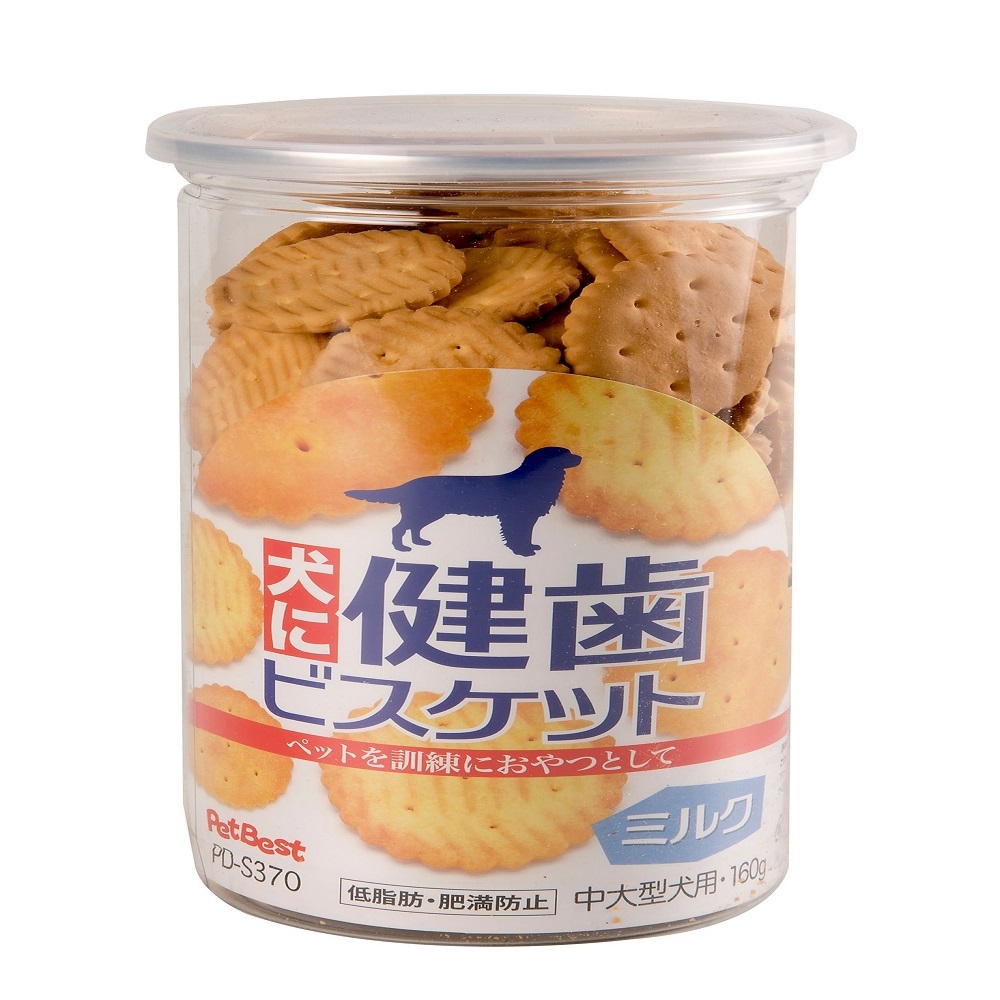 【4入組】Pet Best犬用健齒餅干-圓形牛奶加鈣 160g 中大型犬用(PD-S370)