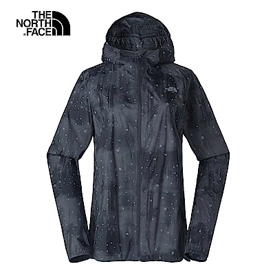 The North Face北面女款黑色印花透氣防水衝鋒衣|3LLE7EG