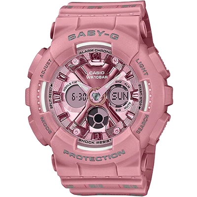 CASIO 卡西歐 BABY-G 校園風休閒雙顯手錶 迎春好禮-粉紅 BA-130SP-4A