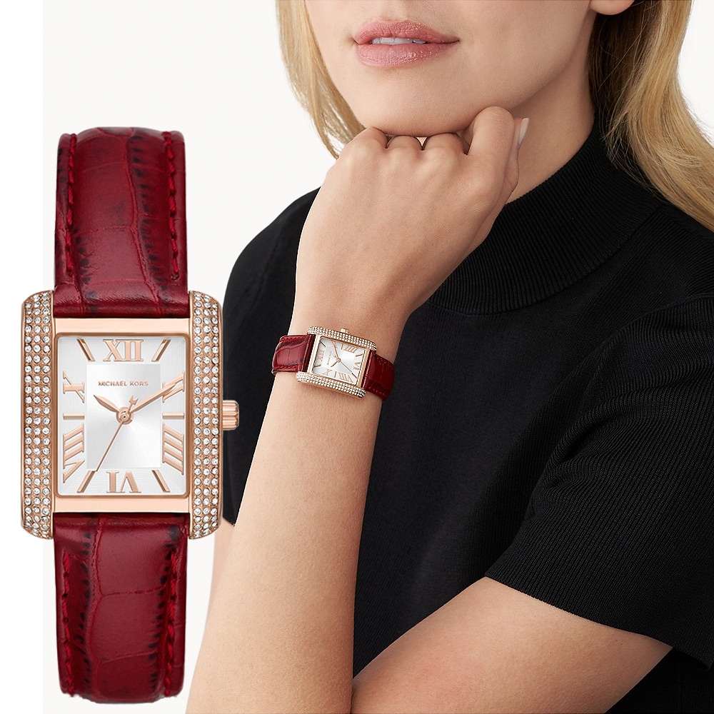 Michael Kors Emery 復古晶鑽方形女錶-33mm MK4689