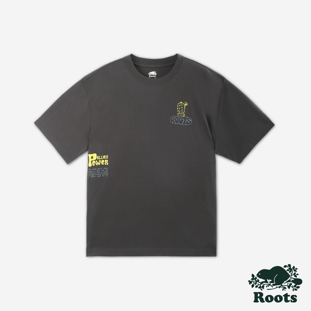 Roots 男女共款- IN BLOOM 短袖T恤-灰色