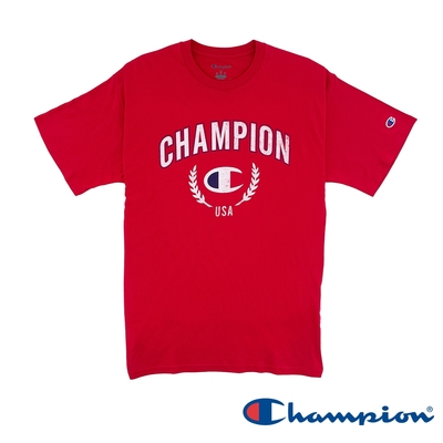 Champion-LOGO印花短袖TEE上衣-男(紅色)