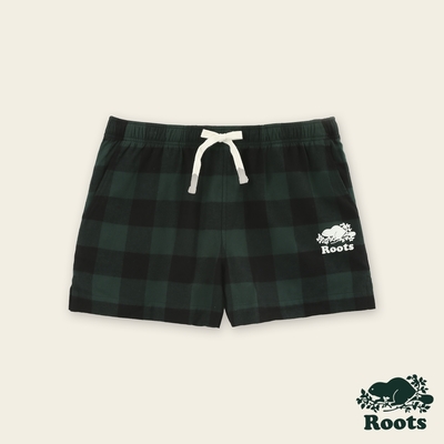 Roots女裝- 經典格紋短褲-深綠色