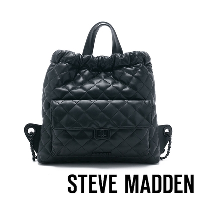 STEVE MADDEN-BAUDEN2 菱格紋鍊條後背包-黑色