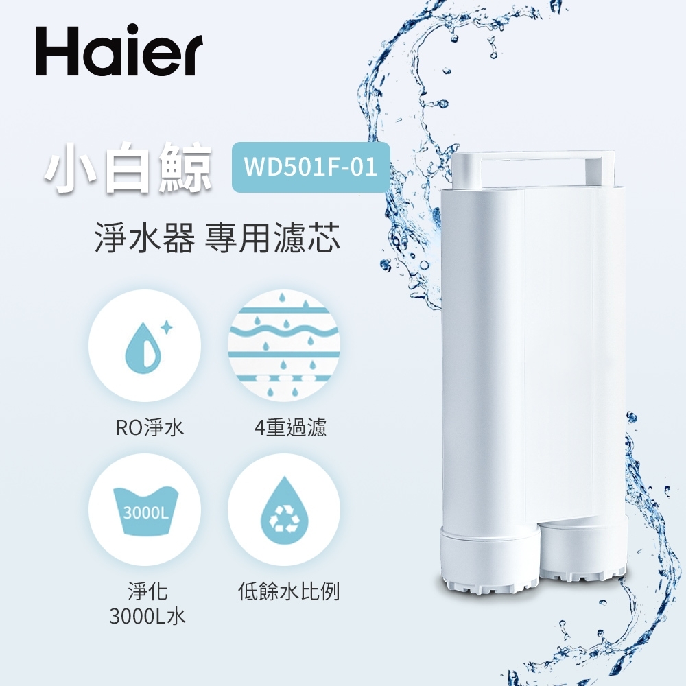 Haier海爾 5L免安裝RO瞬熱式淨水器(小白鯨)專用濾芯 WD501F-01 product lightbox image 1