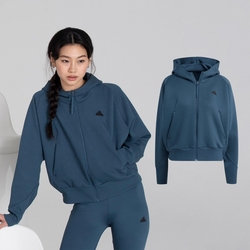 adidas 外套 ZNE Full-Zip 女款 藍 黑 寬版 連帽外套 吸汗 拉鍊口袋 愛迪達 IN5129