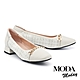 低跟鞋 MODA MODAY 高雅品味牛皮拼接樂福低跟鞋－白 product thumbnail 1