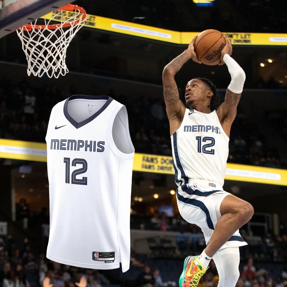 Nike 球衣 Ja Morant 男款 白 藍 莫蘭特 灰熊隊 Dri-FIT 網眼 籃球 背心 NBA DN2082-100