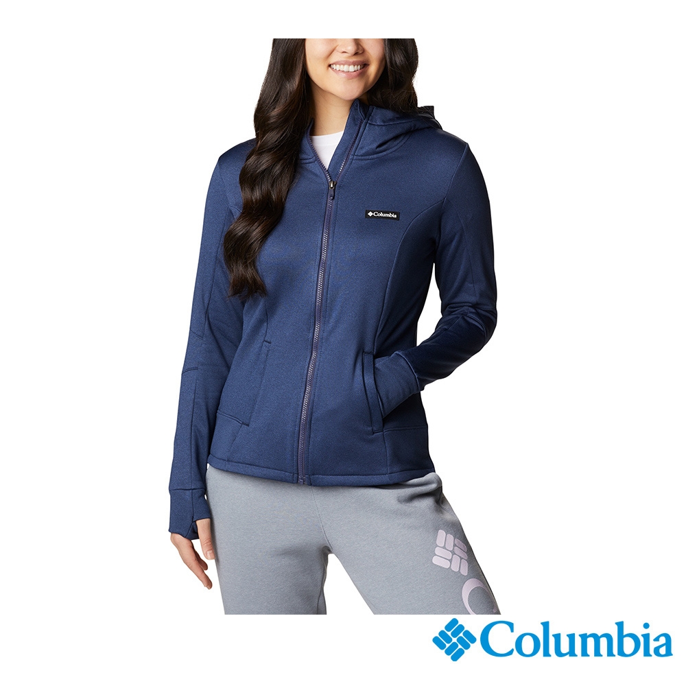 Columbia哥倫比亞 女款Omni-Wick 快排刷毛連帽外套-深藍 UAR22130NY
