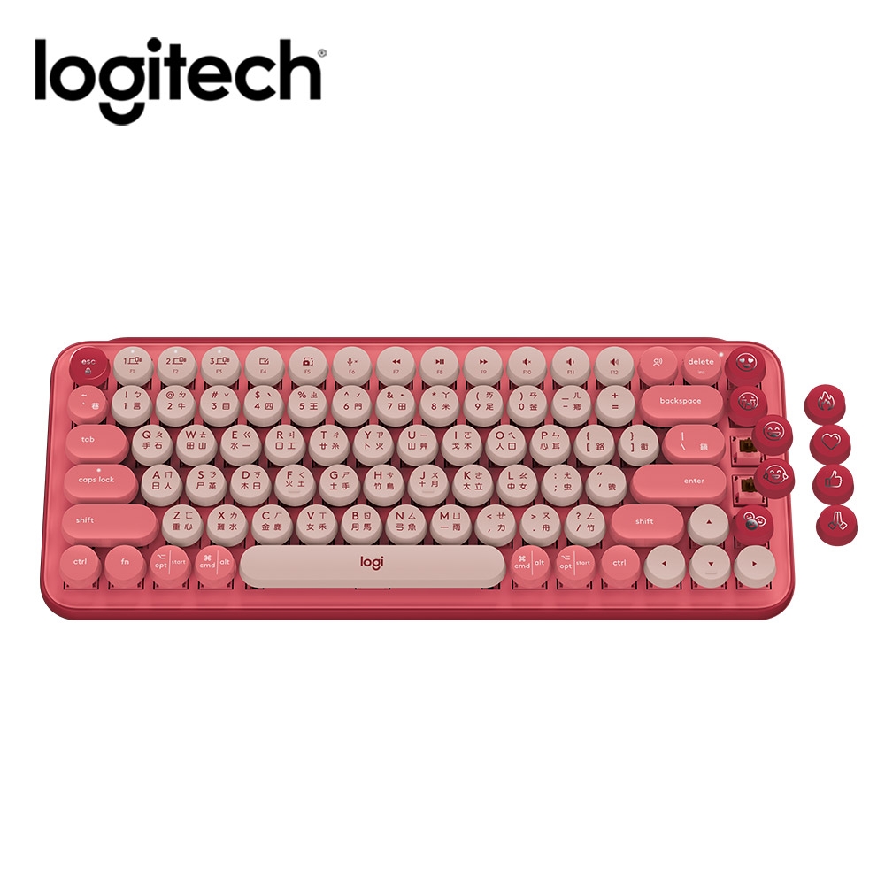 羅技 logitech POP Keys 無線機械式鍵盤-魅力桃