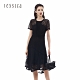 JESSICA - 黑色鏤空刺繡蕾絲不規則裙擺修身洋裝 product thumbnail 1