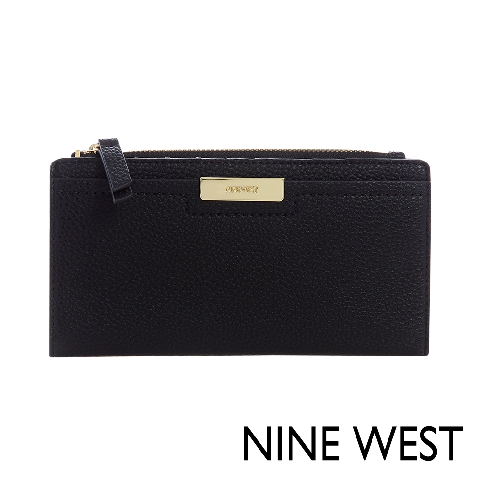 福利品 NINE WEST KENNEDY素面壓釦式長夾-黑色