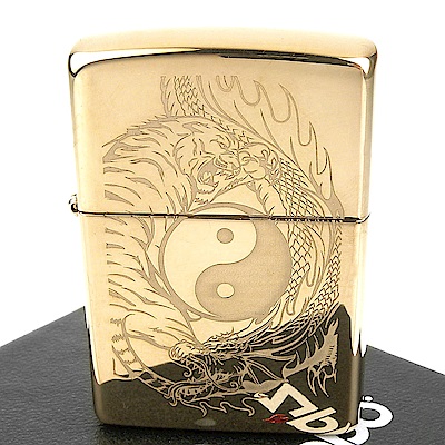 ZIPPO 美系~Tiger and Dragon-龍虎陰陽太極圖案打火機