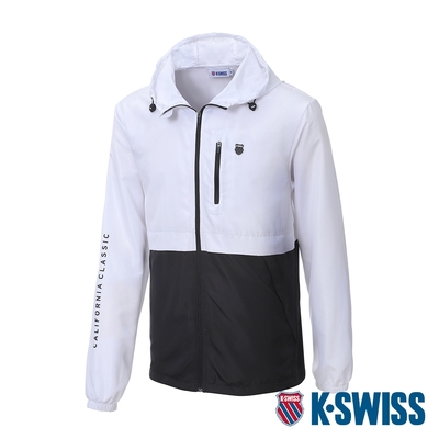 K-SWISS UV Plus Jacket輕量抗UV防風外套-男-白/黑