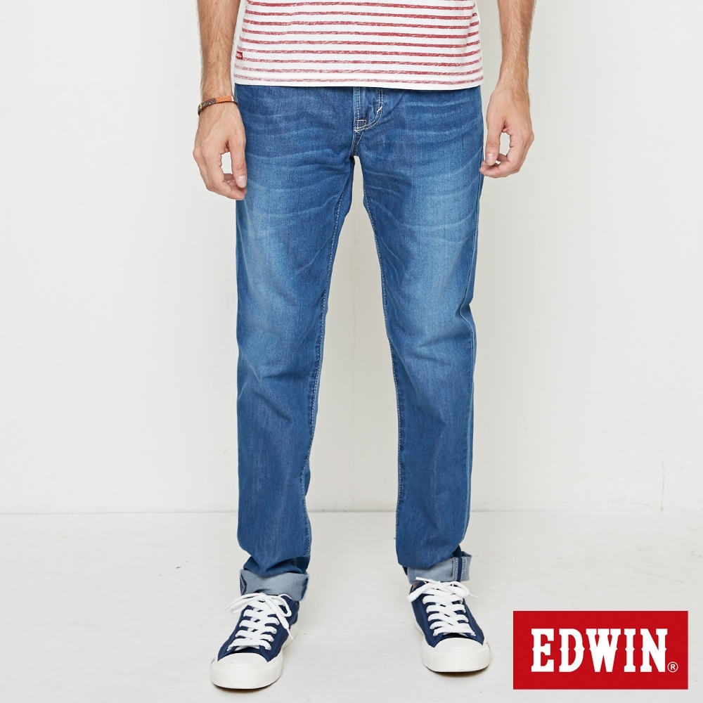 EDWIN 503 基本五袋式 窄直筒牛仔褲-男-中古藍