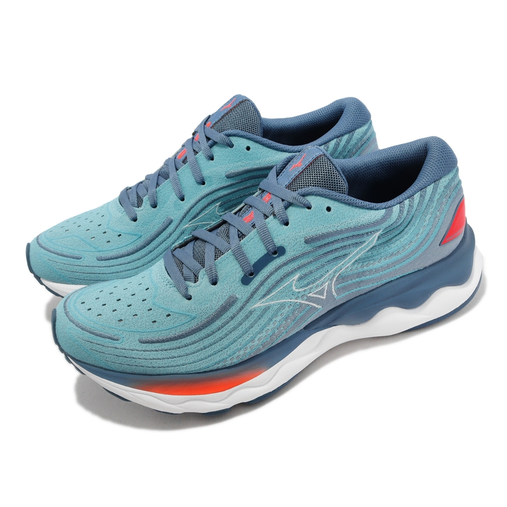 Mizuno 慢跑鞋 Wave Skyrise 4 美津濃 男鞋 藍 緩震 運動鞋 路跑 J1GC2309-01