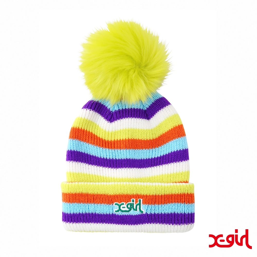 X-girl FUR POM POM KNIT CAP毛帽-多色