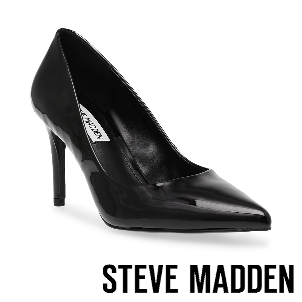 STEVE MADDEN-LADYBUG 素面尖頭細跟高跟鞋-鏡黑