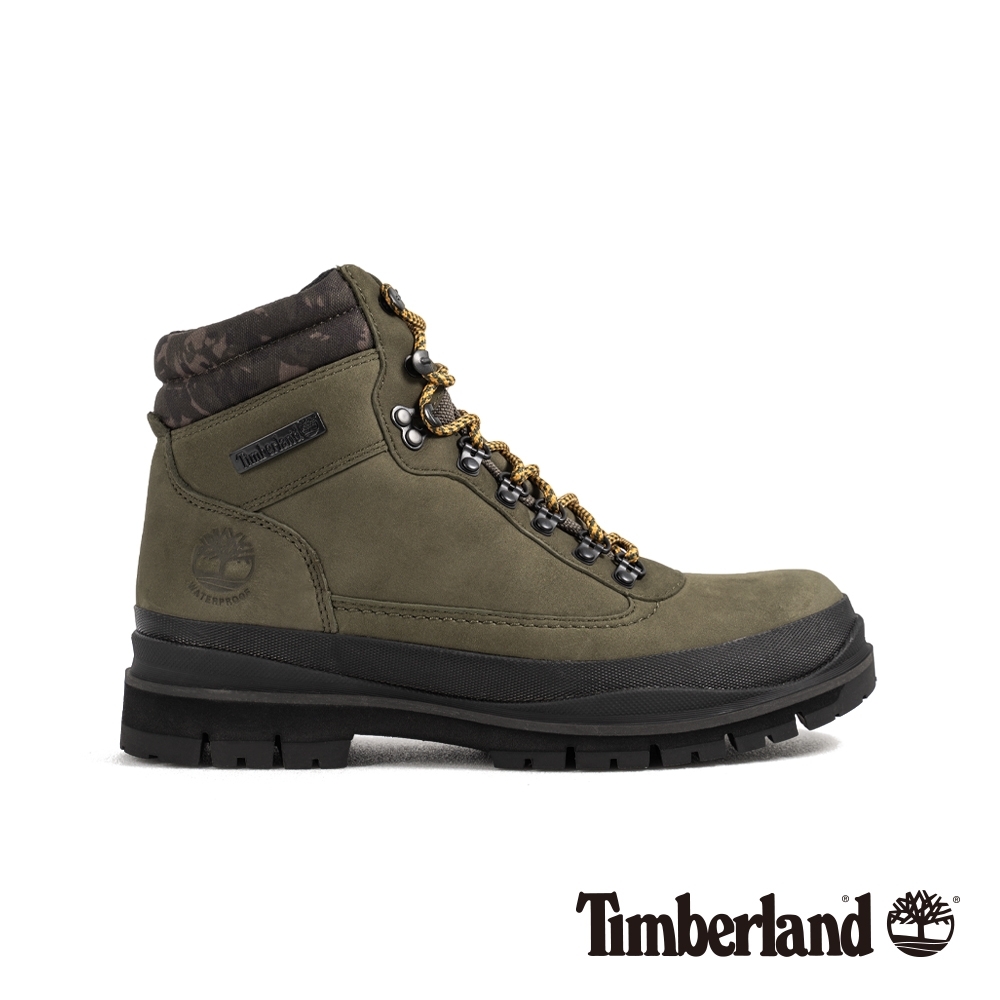 Timberland 男款深綠迷彩磨砂革登山鞋|A1YUD