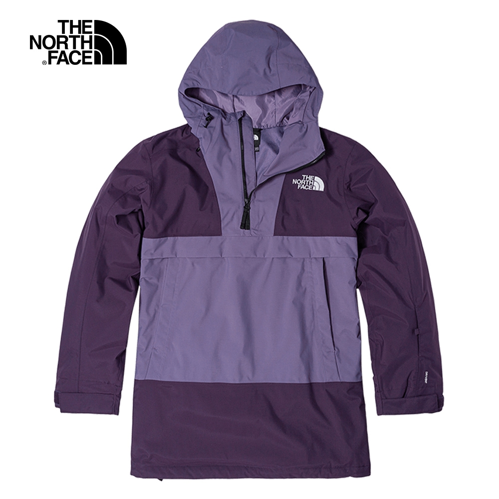 The North Face北面男款紫色拼接防水透氣連帽衝鋒衣｜4QXERK3