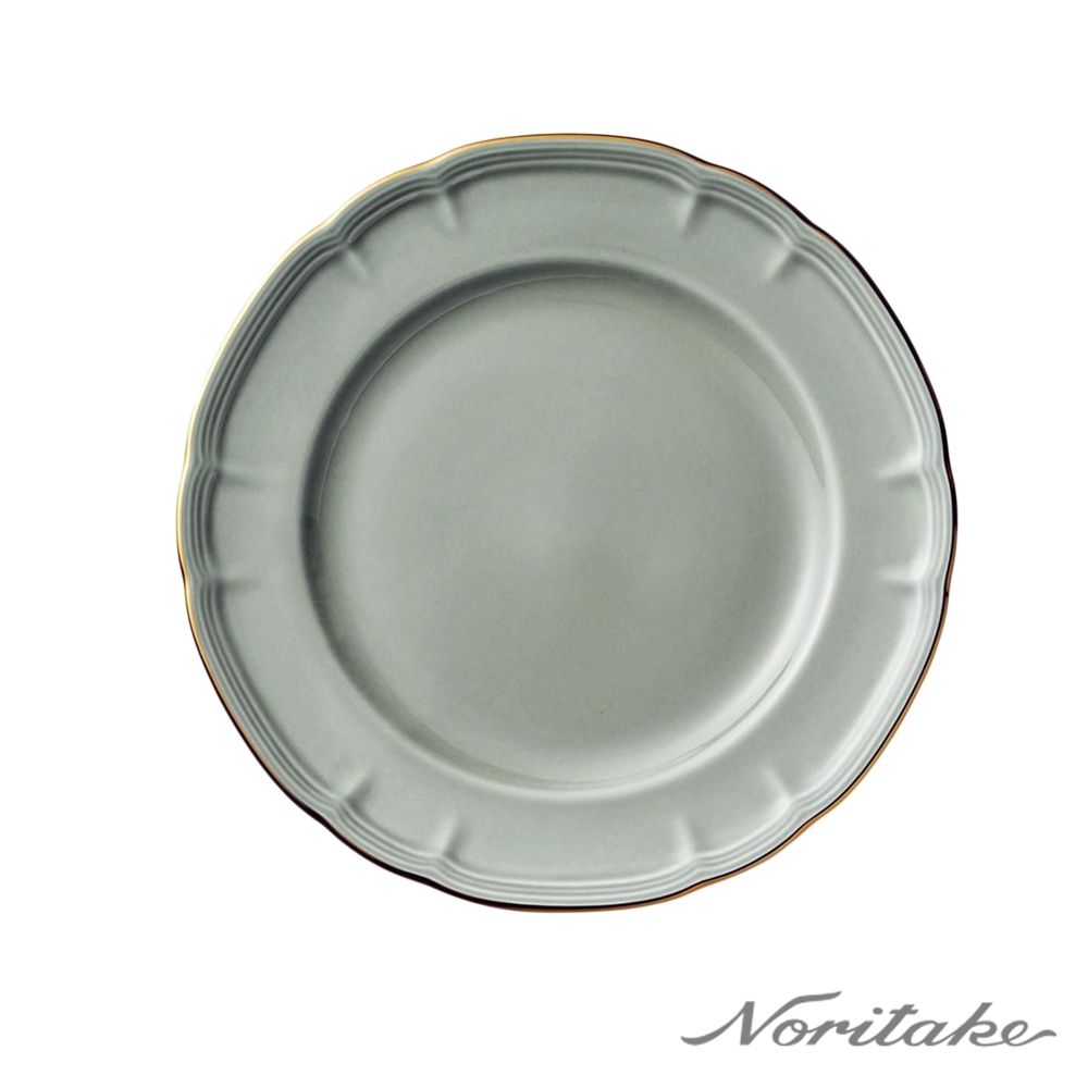 【NORITAKE】普羅旺斯風情 復古金邊點心盤(可微波) - 松柏灰/青杉藍/針葉褐