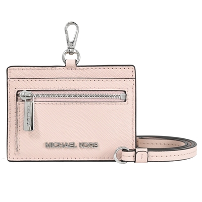 MICHAEL KORS JET SET TRAVEL金屬LOGO橫式證件夾(淡粉)