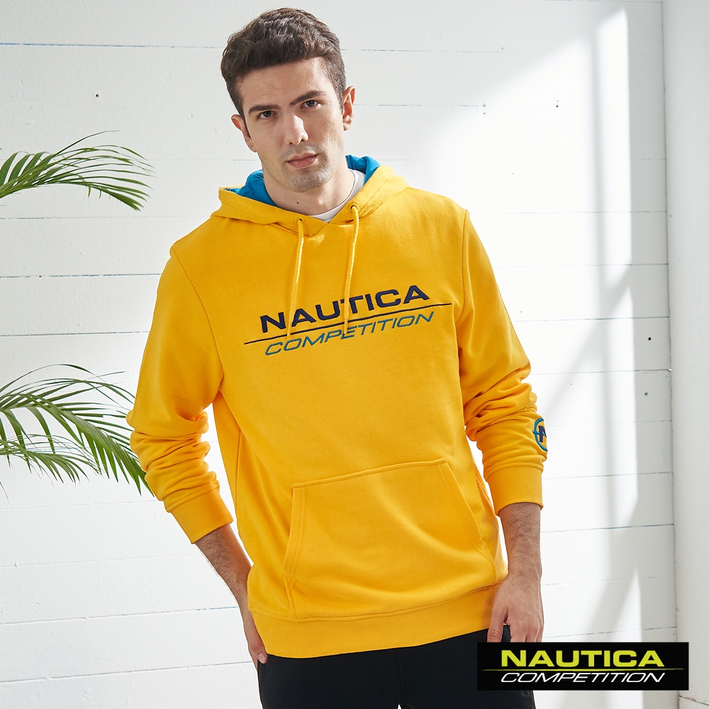 Nautica 男裝 COMPETITION簡約休閒LOGO長袖帽TEE-黃色