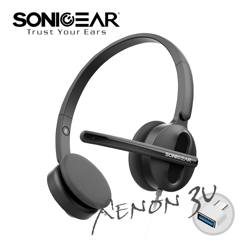 【SonicGear】Xenon 3U 粉彩輕巧雙模式有線耳機麥克風_Black黑