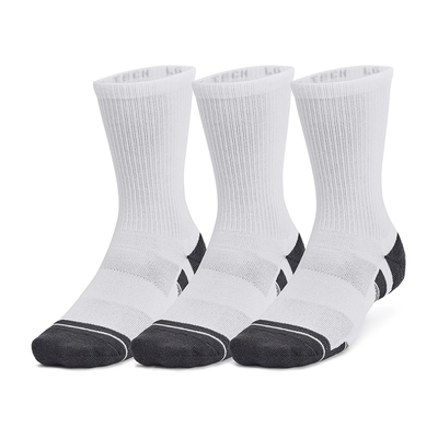 Under Armour 運動襪 Perf Tech Crew Socks 白 黑 透氣 排汗 支撐 緩衝 中筒襪 襪子 UA 1382033100