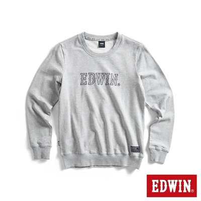 EDWIN EDGE 車縫 BOX LOGO厚長袖T恤-女-麻灰色