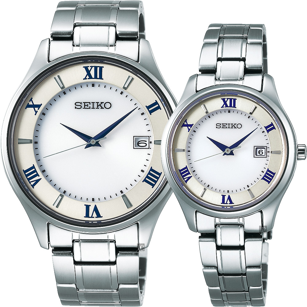 SEIKO 精工 SPIRIT SMART 太陽能鈦金屬對錶-40+29mm V157-0CZ0S+V137-0DG0S