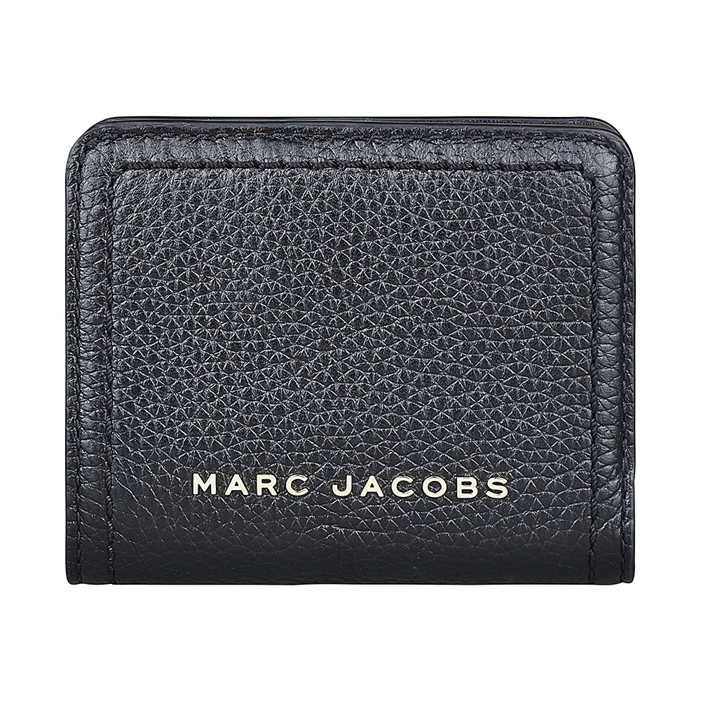 MARC JACOBS GROOVE金字LOGO荔枝紋牛皮4卡扣式短夾(黑)