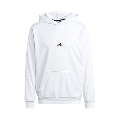 Adidas BL HD Q4 [HY1278] 男 連帽 上衣 帽T 運動 休閒 滿版印花 刷毛 保暖 基本款 白