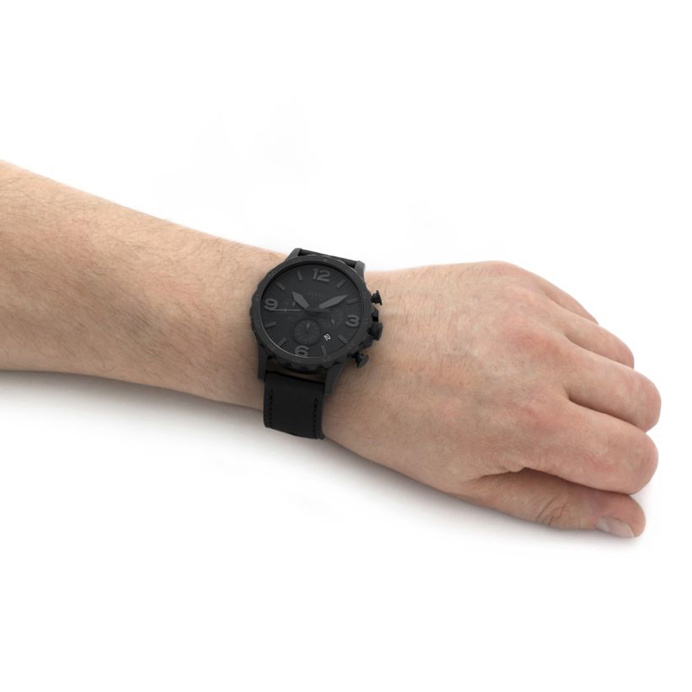 FOSSIL Nate 粗獷型男皮革計時腕錶(JR1354)50mm | 男錶| Yahoo奇摩購物中心